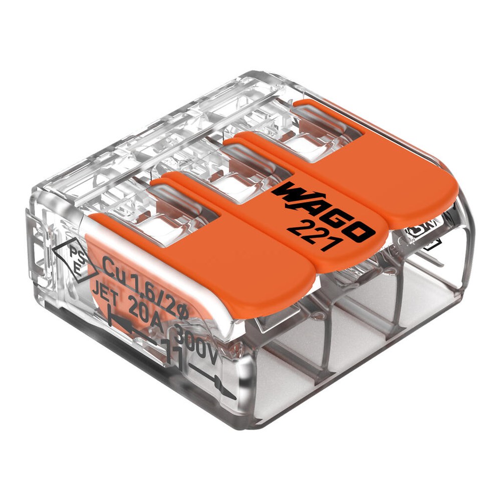 WAGO 221-413 COMPACT 撥桿式快速接頭 3線 0.2–4 mm²