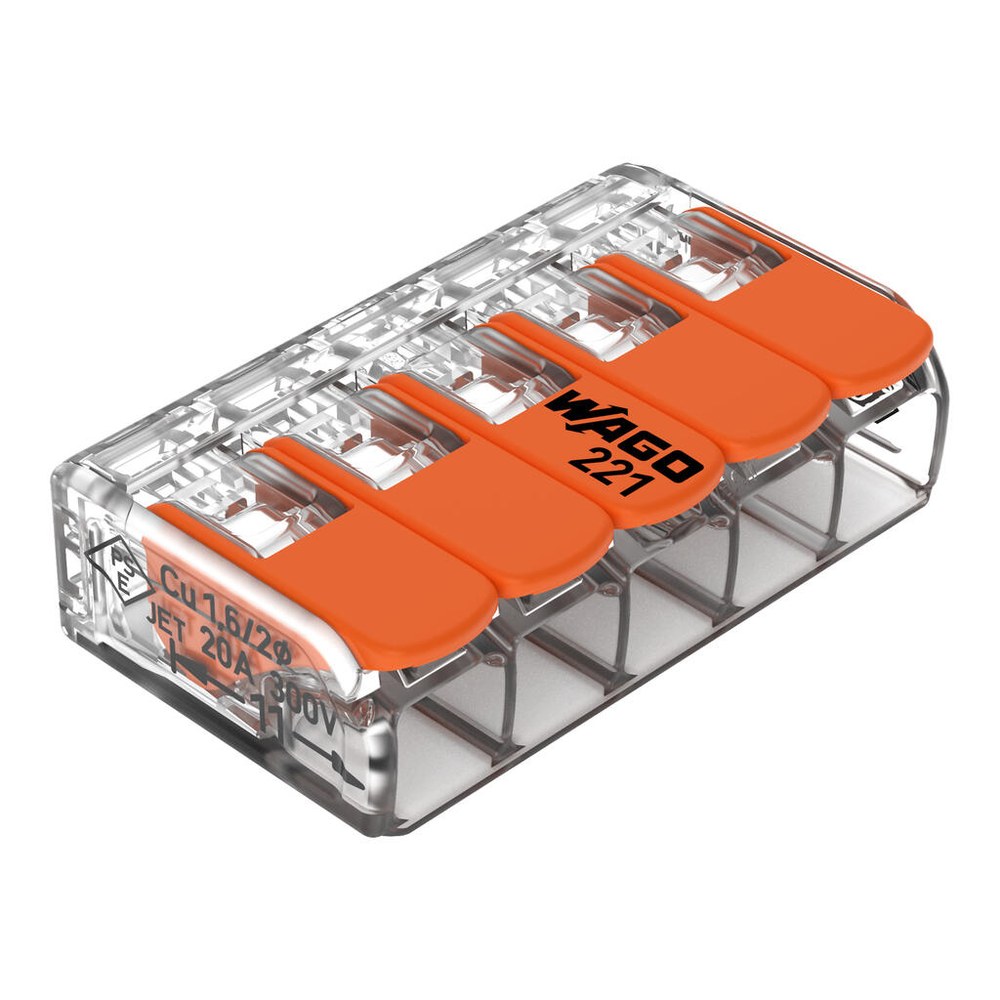 WAGO 221-415 COMPACT 撥桿式快速接頭 5線 0.2–4 mm²