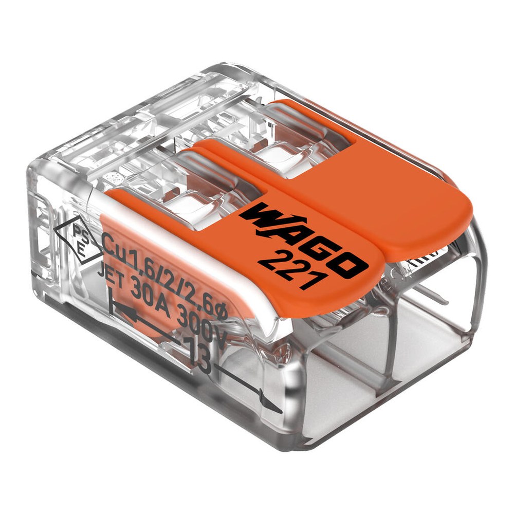 WAGO 221-612 COMPACT 撥桿式快速接頭 2線 0.5–6 mm²