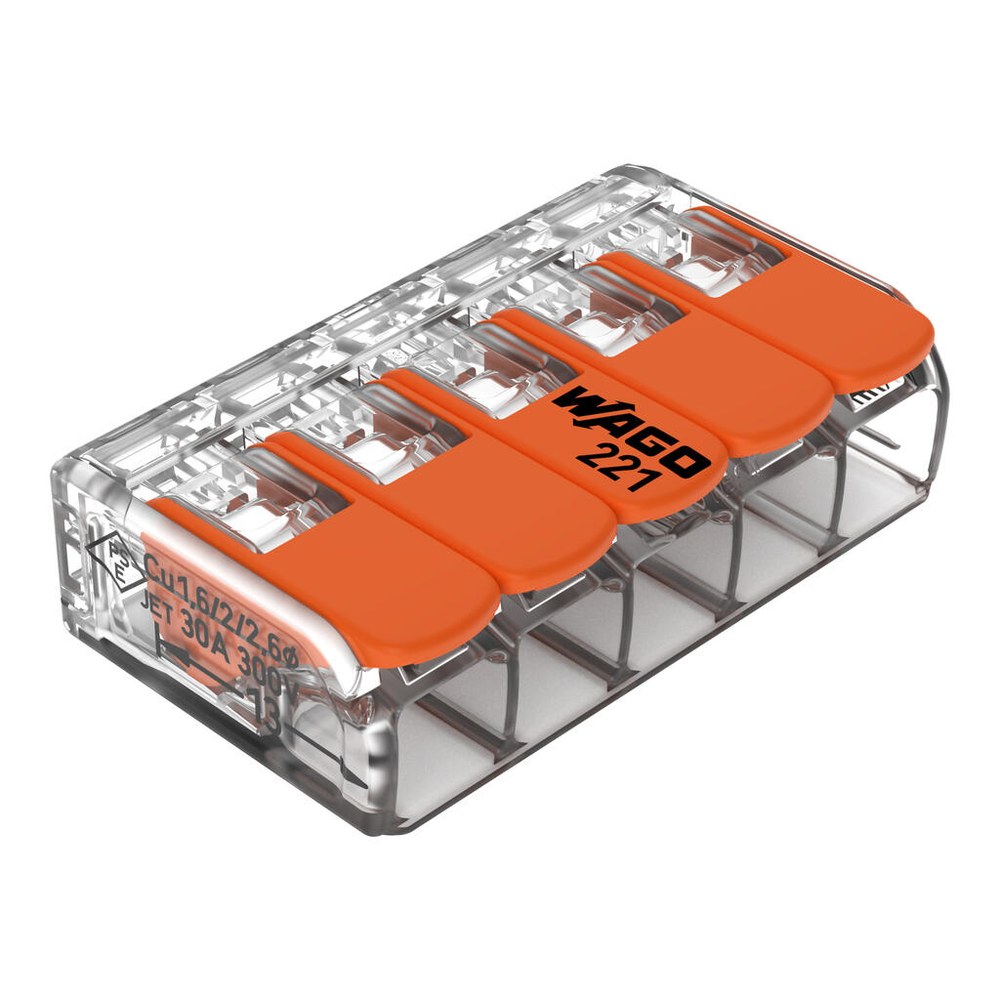 WAGO 221-615 COMPACT 撥桿式快速接頭 5線 0.5–6 mm²