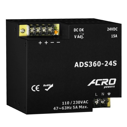 艾可 ACRO ADS360-24S 導軌式窄板電源供應器 360W 24V