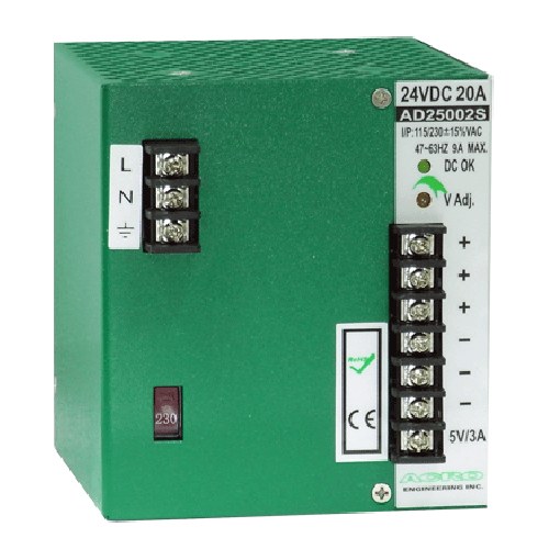 艾可 ACRO AD25002S 導軌式雙輸出電源供應器 500W 5V+24V