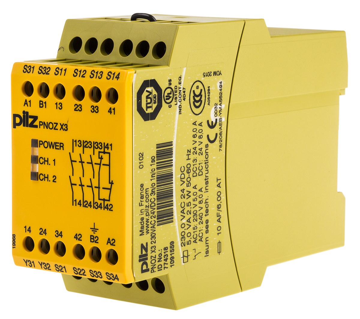 Pilz 皮爾磁 PNOZ X3 安全繼電器模組(230V AC/DC)